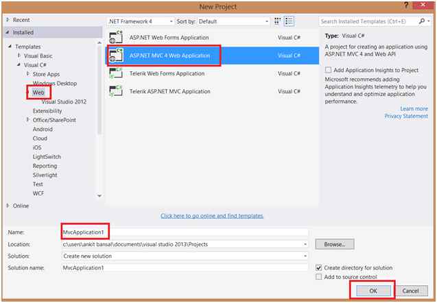 Create an Empty ASP application